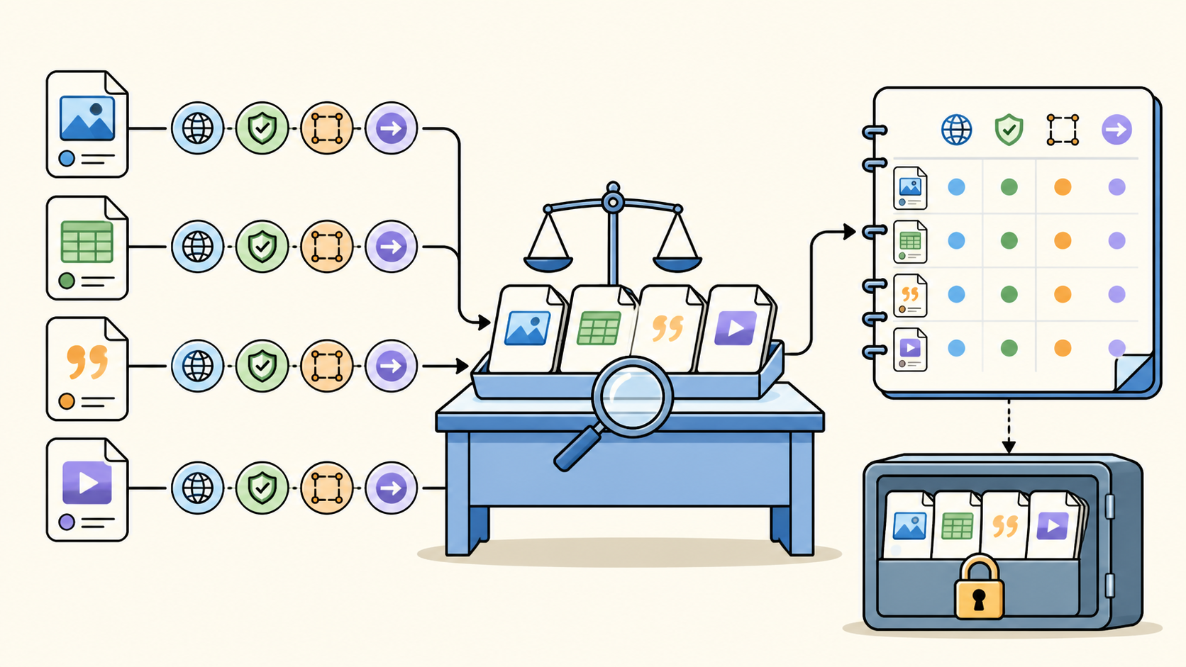 Memory records are checked for provenance, validity, scope, and later use before compact audit metadata is recorded